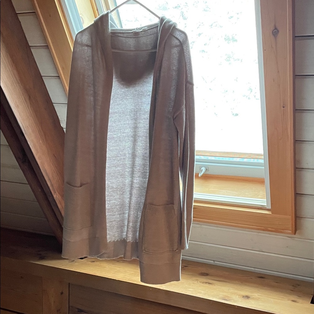 GAP Women's Gray Hooded Cardigan Sweater